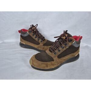 TOMS Men’s 11.5 Brown Suede Hiking Boots Trail Sneakers Outdoor Casual Red Trim